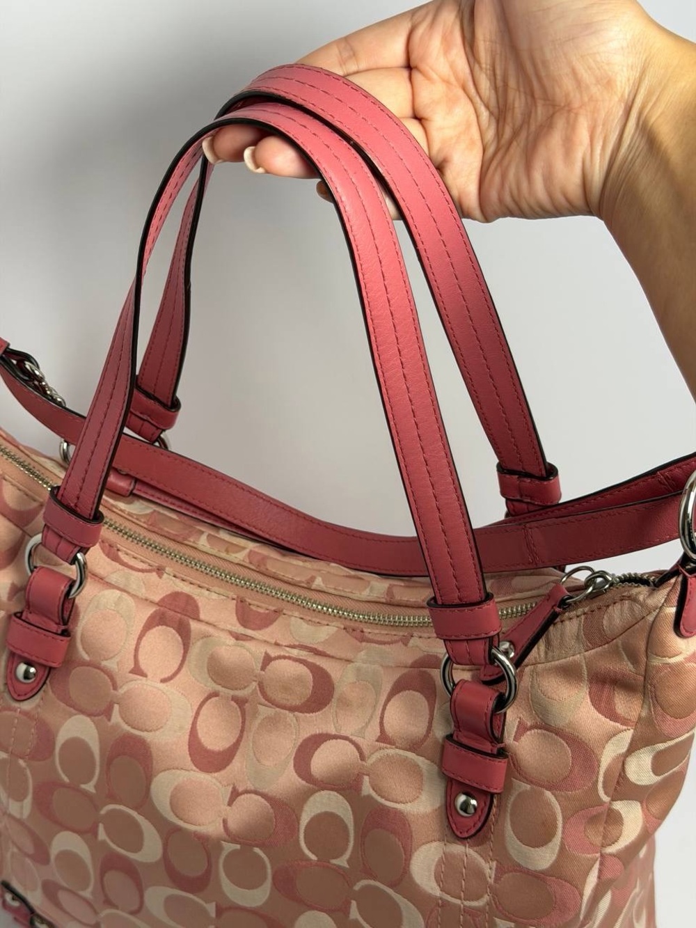 Coach Pink Alexandra Signature Monogram Shoulder Bag - Picture 6 of 12